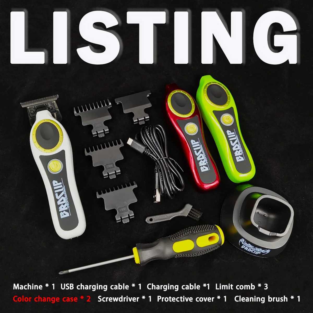 Professional Hair Trimmer BRDCLIP BRD 101PRO newly upgraded 3-color casino 7700RPM electric hair salon hair clipper multi-color W241017