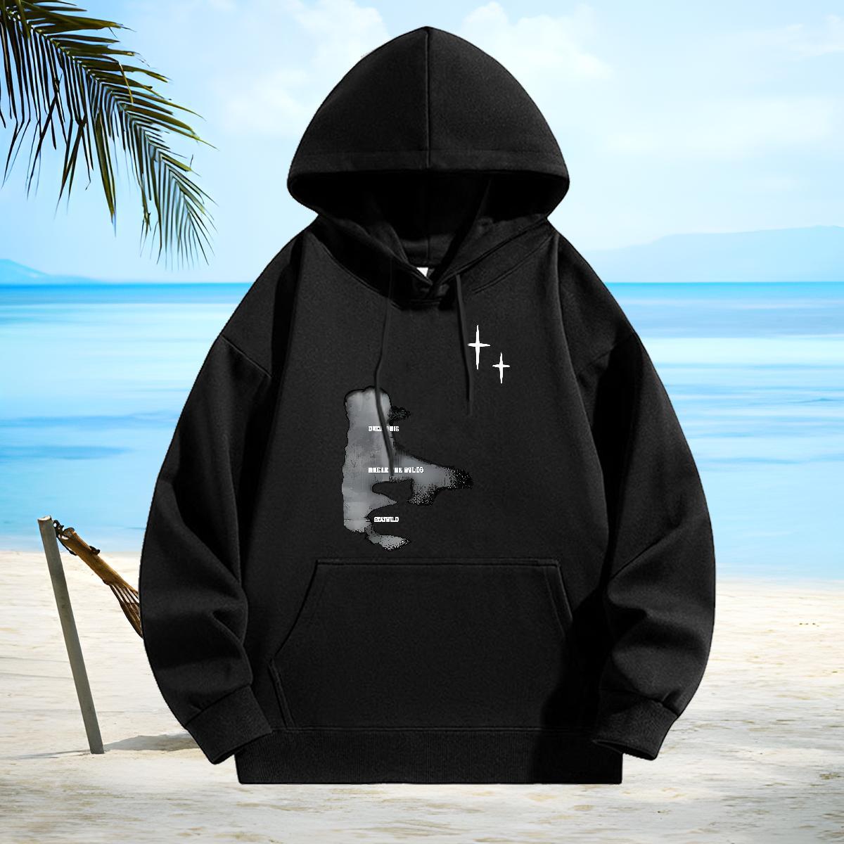 Fashion Casual Man Hoodie Drawstring Long Sleeve Free Shipping Men Clothes Hoodie High Street Hip Hop Top Hoody Cartoon Print Thick Fleece