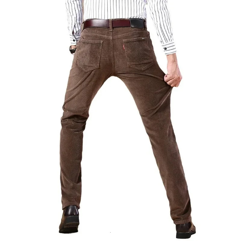Spring/Autumn Mens Cowboy Casual Pants Straight Leg Loose Suitable for Young Winters Thick Warm Velvet Pants 241017