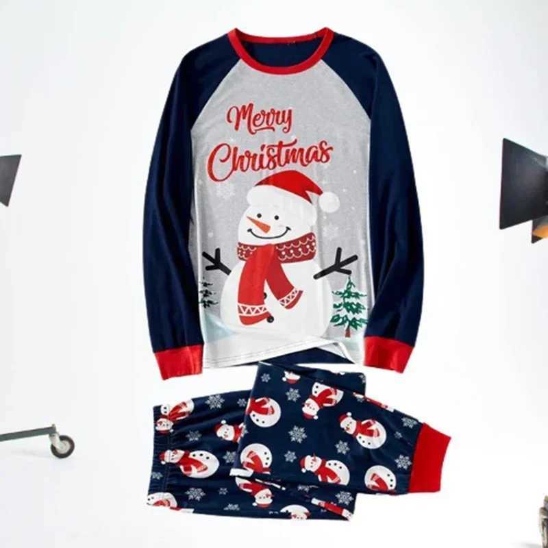 2024 Christmas Cartoon Snowman Printed Pajamas for Parents and Children Soft 2-piece Set Baby Diapers Christmas Pajamas Family Appearance W241015