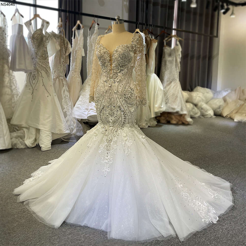 Long Sleeves Lace Mermaid Wedding Gown
