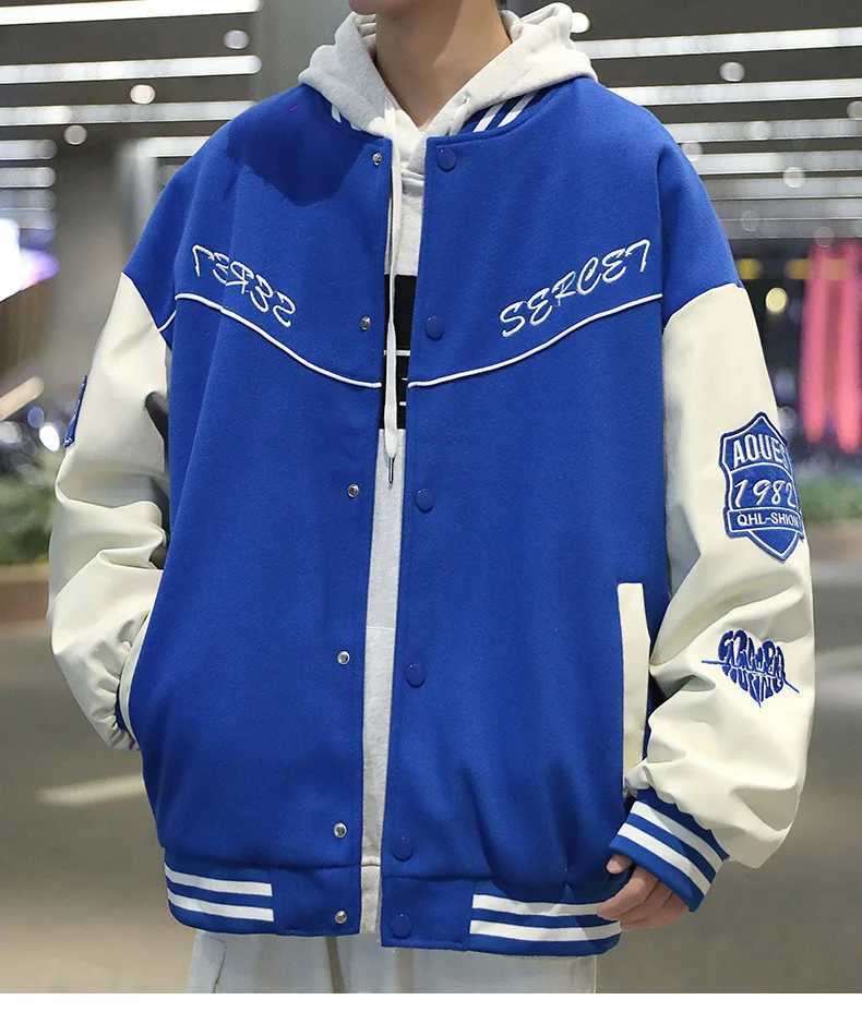 High Street Spring Autumn Baseball Jacket Mens Letter Reflecting Harajuku College Bomber Jacket Mens Super Large S-4XL Tank Top Mens M241017