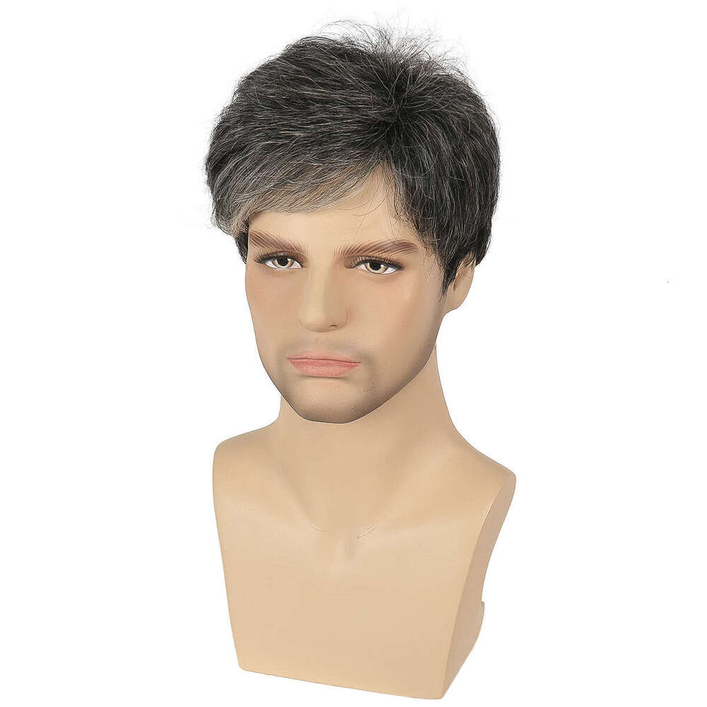 High Temperature Made Of Silk Synthetic Fibers, Men's Short Hair Wig And Head Cover