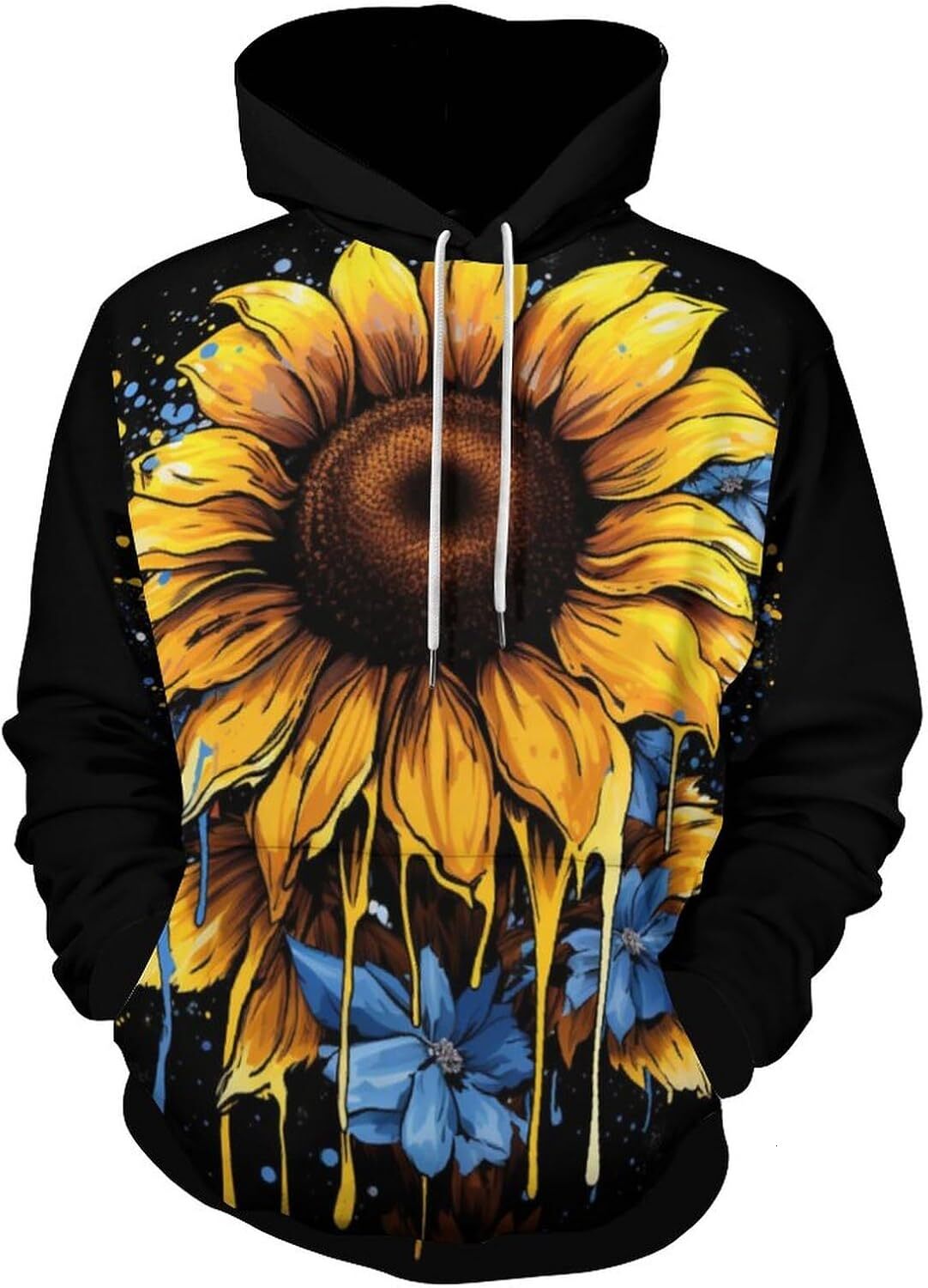 Hoodie for Mens Womens Unisex Novelty Sunflower Hoodie 3D Printed Art Pattern Pullover Hoodies Drawstring Long Sleeved Sweatshirt Men Graphic Hoodies 