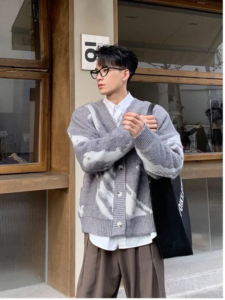 Man Clothes Graphic Jacket Cardigan Knitted Sweaters for Men Coat Maletry Y2k Streetwear Plus Size Tops 90s Vintage Loose Fit X 241017