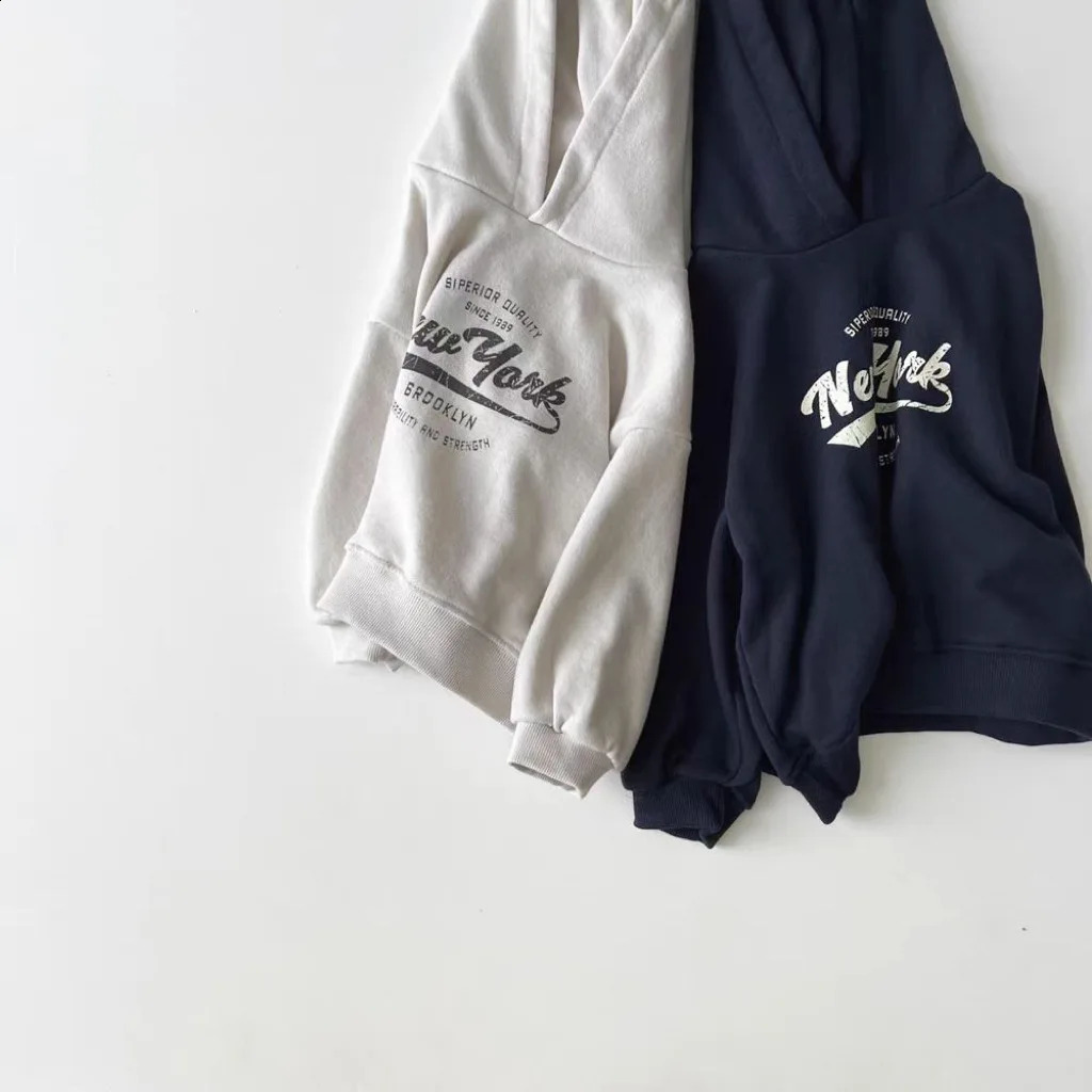 Autumn Baby Long Sleeve Hooded Sweatshirt Letter Print Children Casual Hoodie For Boys Girls Loose Tops Infant Clothes 241017
