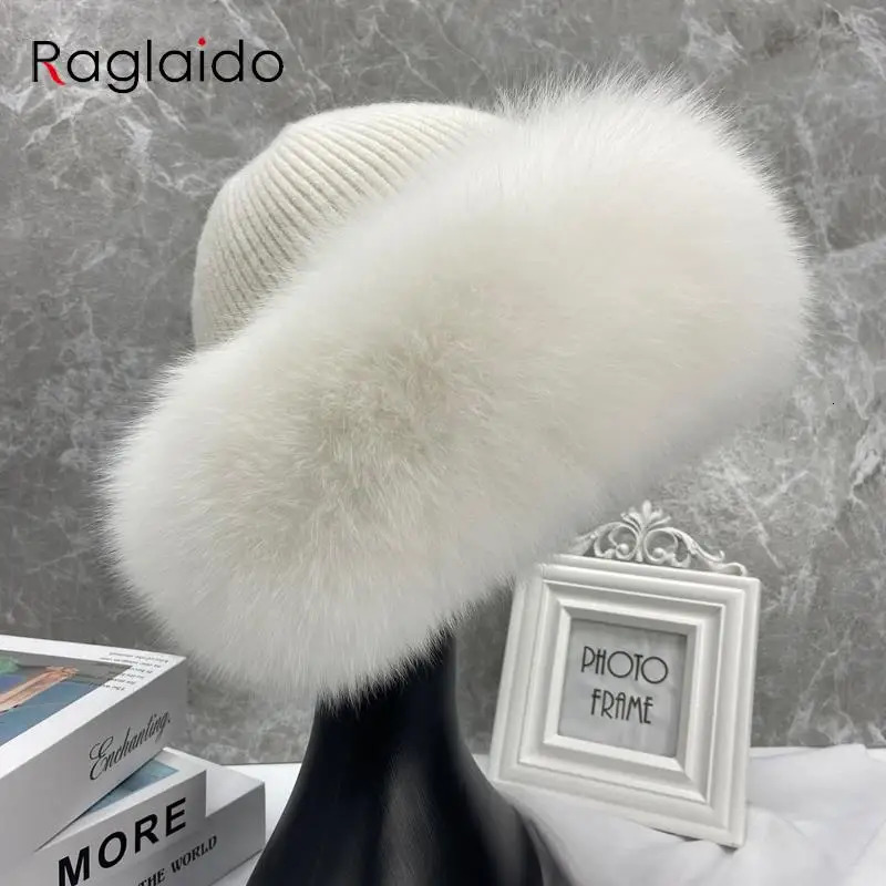 Stylish Beanie Hats for Women Winter Warm Fluffy Bone Cap Soft Outdoor Thick Natural Fox Fur Hat Female Dome Hats 241009