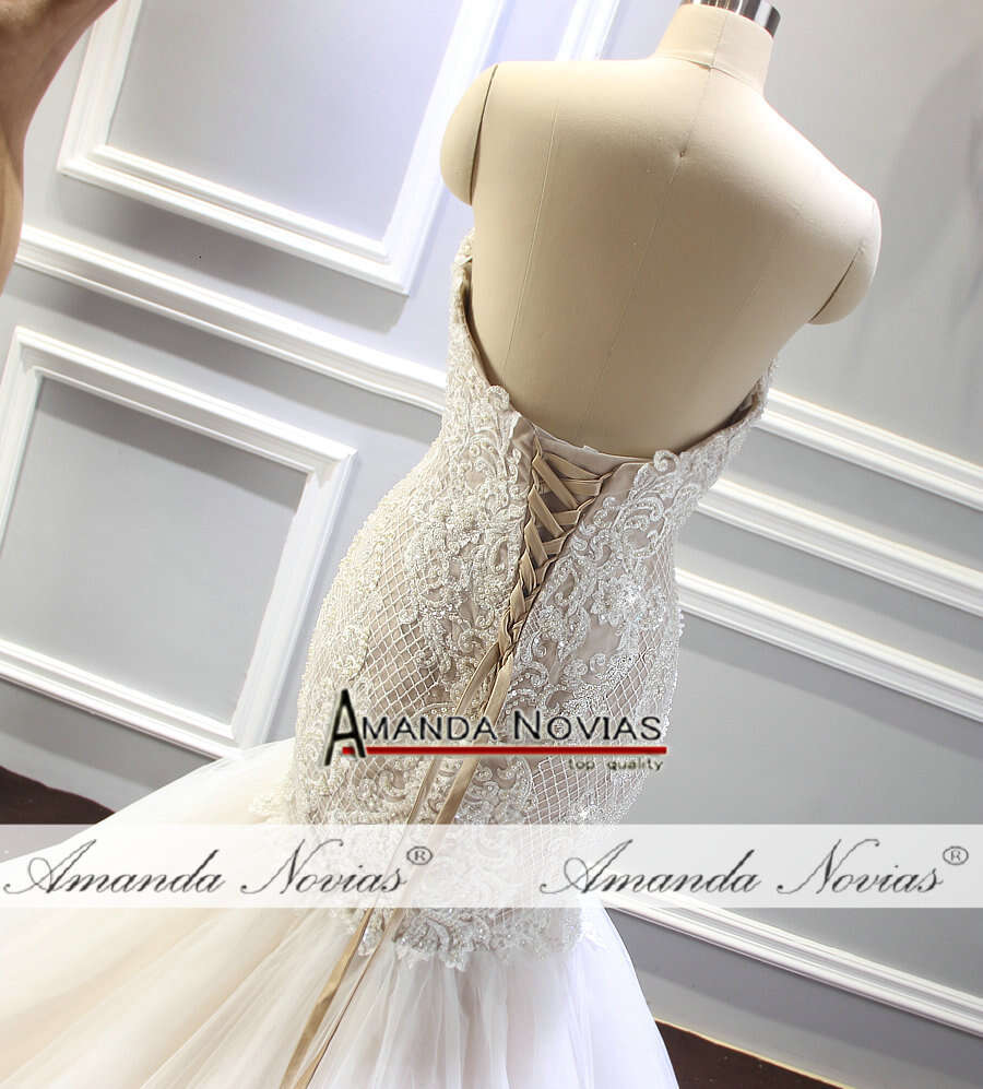 Champagne Wedding Mermaid Full Beading Shinny Bridal Dress Custom Order Size