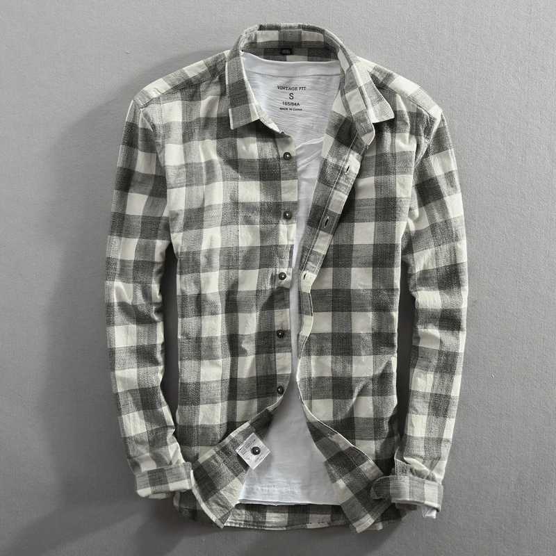 2019 Spring And Autumn Vintage China Style Classic Plaid Cotton Long Sleeve Blue Shirt Male Casual Slim Fit Shirt Import Clothes LX241017