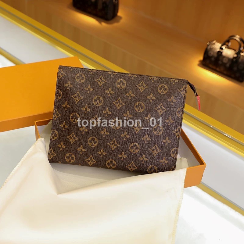 high quality Cosmetic Bags Cases Designer Male and Female Double Zipper Makeup Bag Spacious Travel Makeup Storage Bag, Durable Leather Beauty Bag Handheld Wallet 666