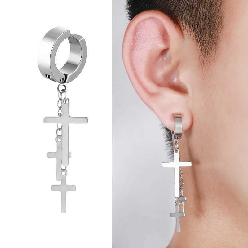 WKOUD 1Pc Punk Steel Stainless Steel Lacquer Free Earring Clip Suitable for Men/Womens Street Pop Non Perforated Fake Jewelry Gifts W241017