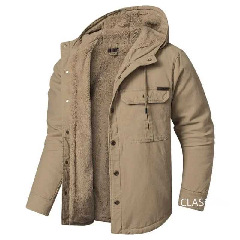 New Winter Mens Casual Shirt Coats Harajuku Hoodie Loose Shirt Jacket High Quality European Style Mens Wool Warm Jacket Size 2XL X241017