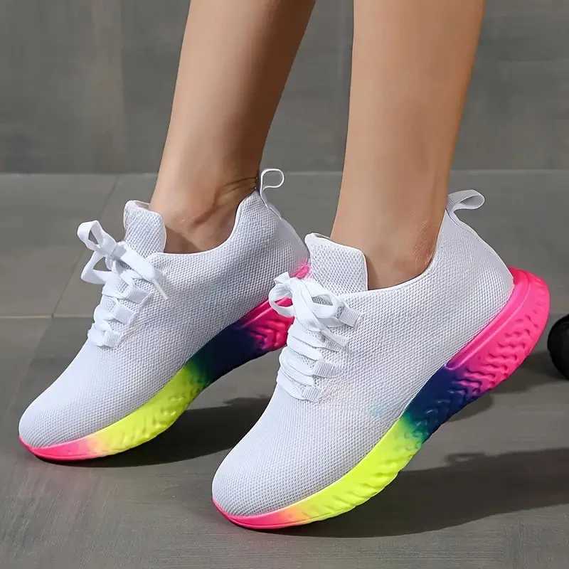 Womens casual shoes summer new lightweight mesh womens sports shoes lace comfortable breathable womens vulcanized shoes Y241017