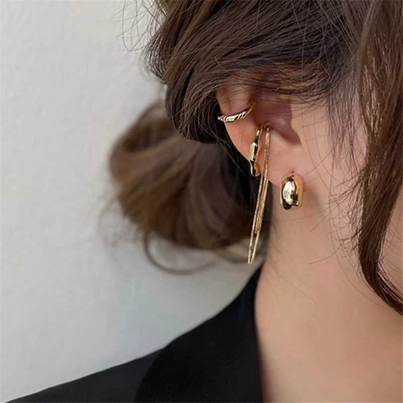 Korean Zircon Small Earrings Cuff Set Earclip Vintage Gold Earrings Cute Non Perforated Clip Earrings Womens Jewelry W241017