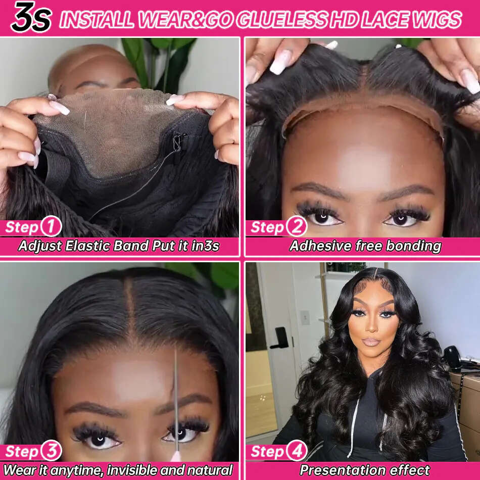 Go Glueless Preplucked Brazilian Body Wave 13X6 HD Lace Frontal Human Hair Wigs For Women Ready To Wear