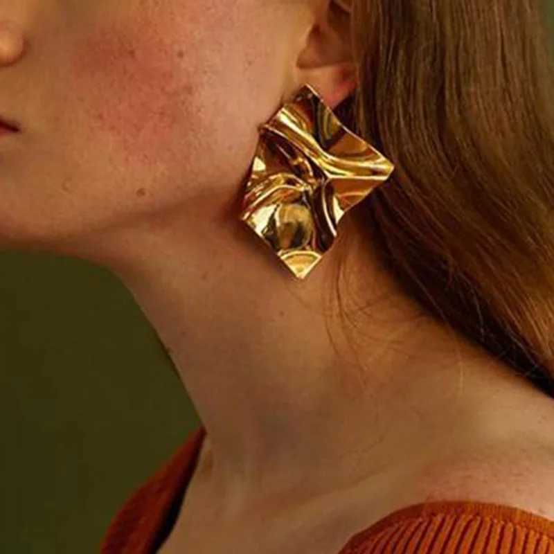 New gold clip on womens earrings geometric no perforation statement earrings fashion party jewelry gifts W241017