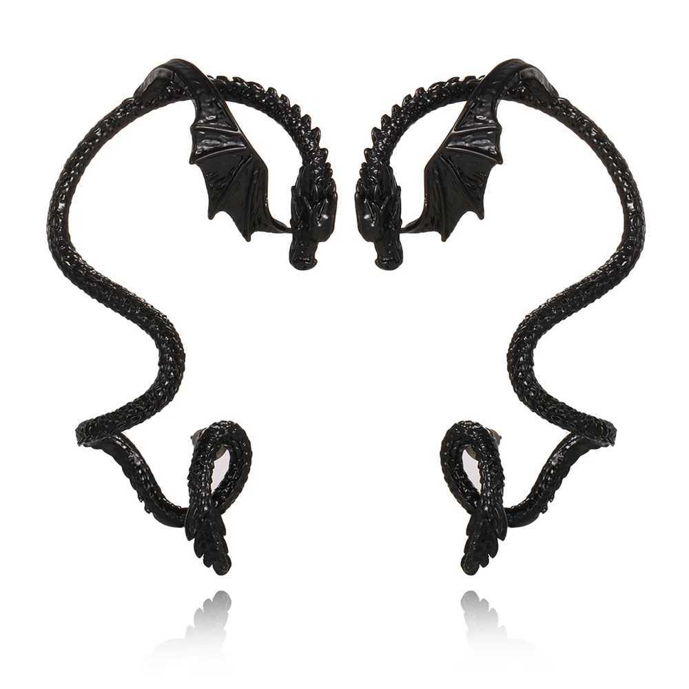 New Fashion Gothic Punk Retro Metal Wing Flying Dragon Earrings Cuff Earrings Suitable for Womens Party Jewelry W241017