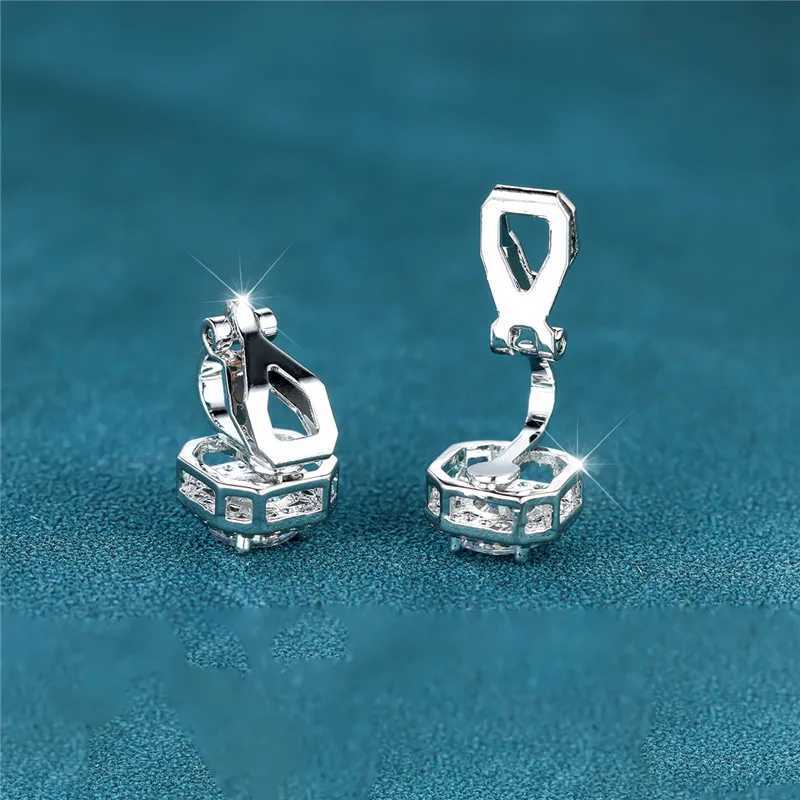 Womens Cute Small Clip Earrings White Zircon Round Stone Earrings Womens Retro Silver Crystal Jewelry Bridal Earrings W241017