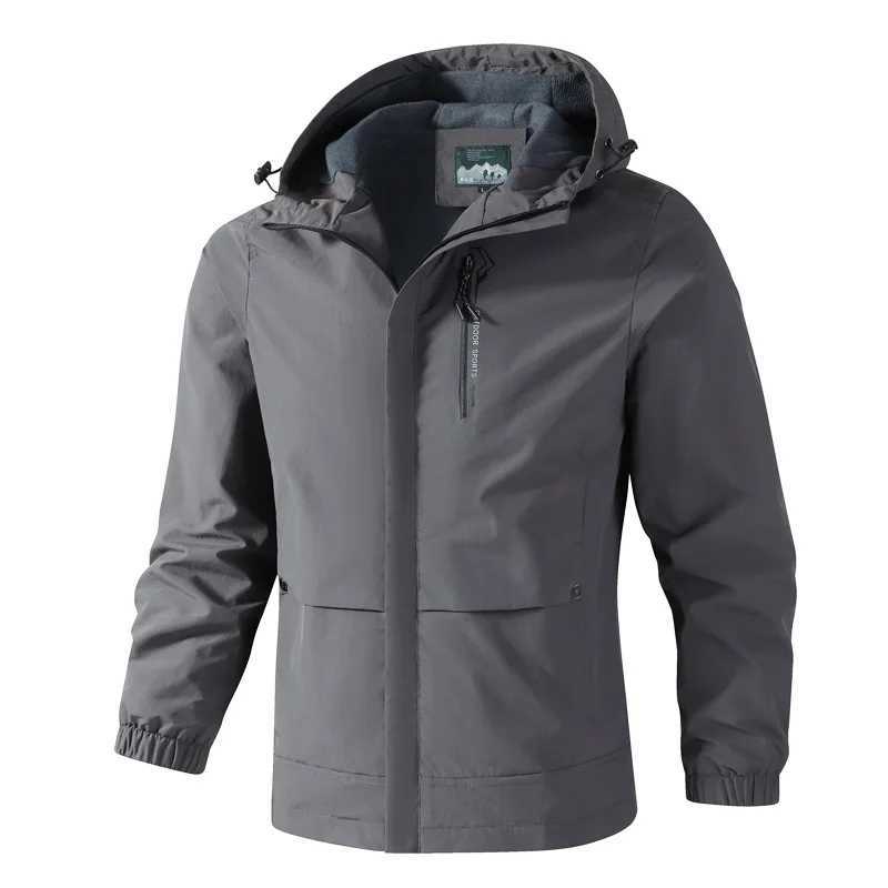 Jackets for Men Hooded Outdoor Jacket Casual Spring Autumn Sports Windbreaker Outwear Solid Hiking Coats Mens Clothing Top X241017