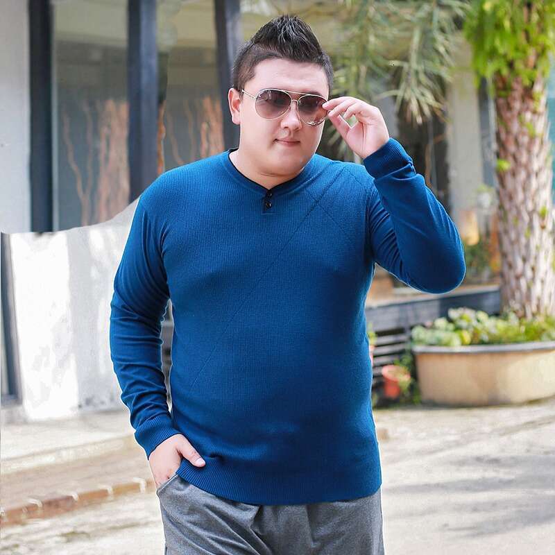 Big Man Wearing Male Solid Color V-Neck Plus Fat Sweater Thick 7Xl 8Xl Large Size