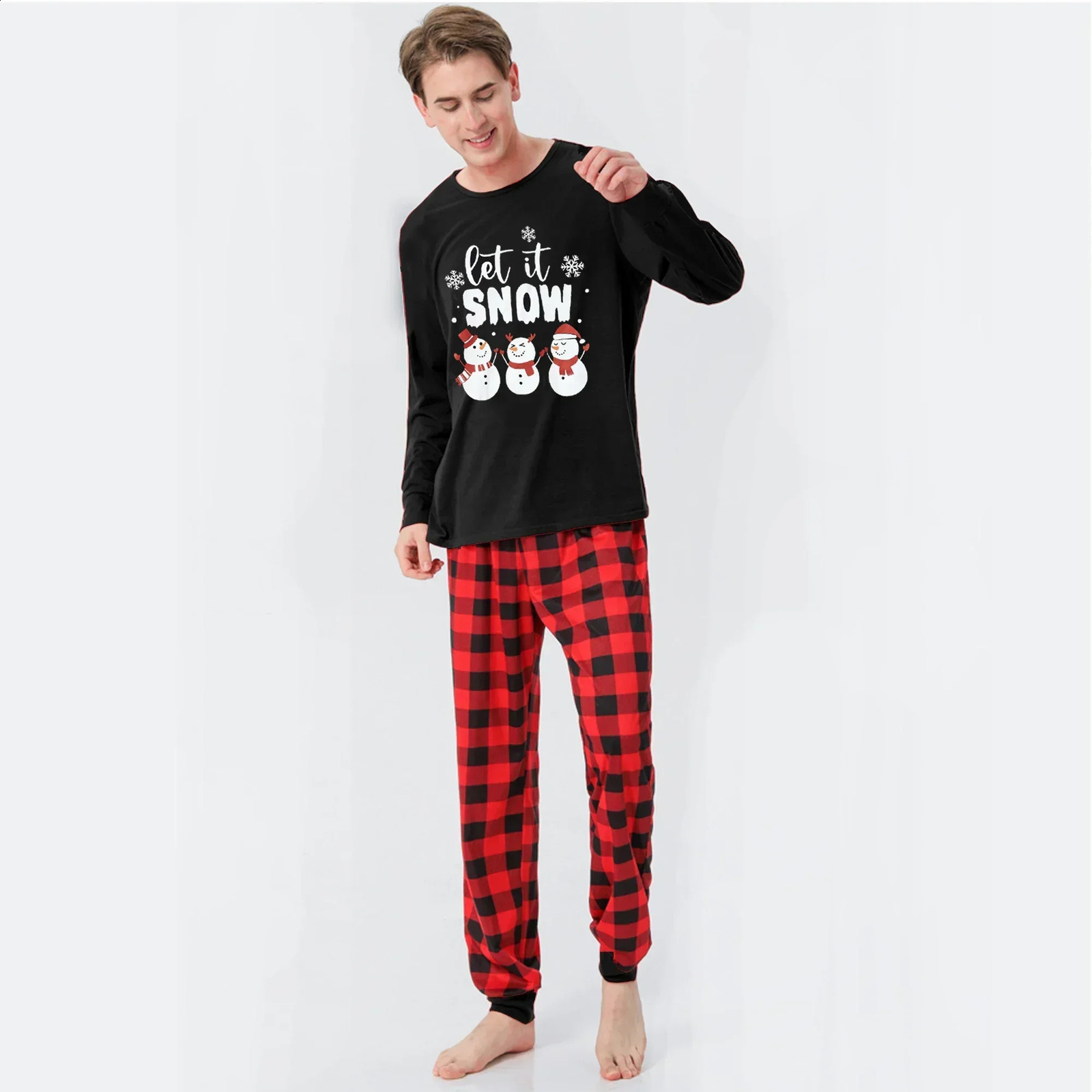 Snowman Print Christmas Pajamas Set Mother Father Kids Matching Clothes Soft 2 Pcs Suit Pyjamas Baby Romper Family Look 241017