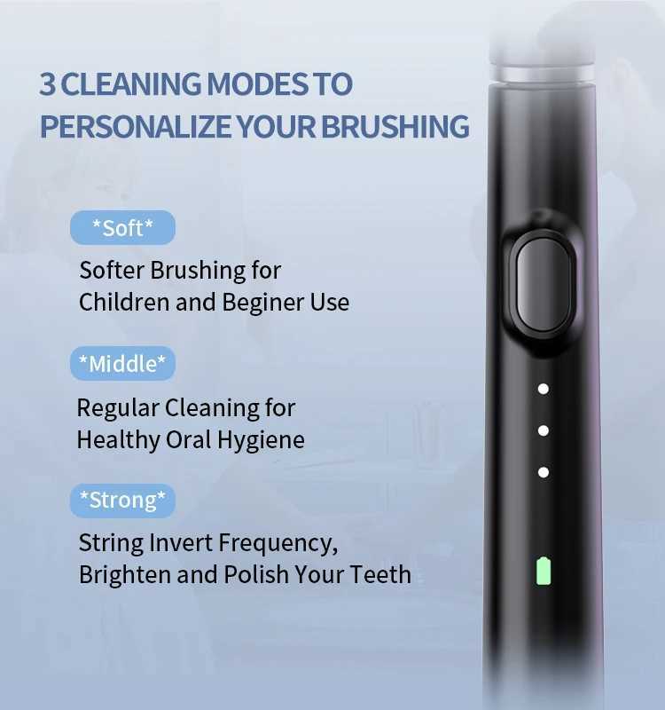 Electric toothbrush ultra-thin intelligent sonic electric toothbrush 3 operation modes C-type charging interface whitening teeth M241017