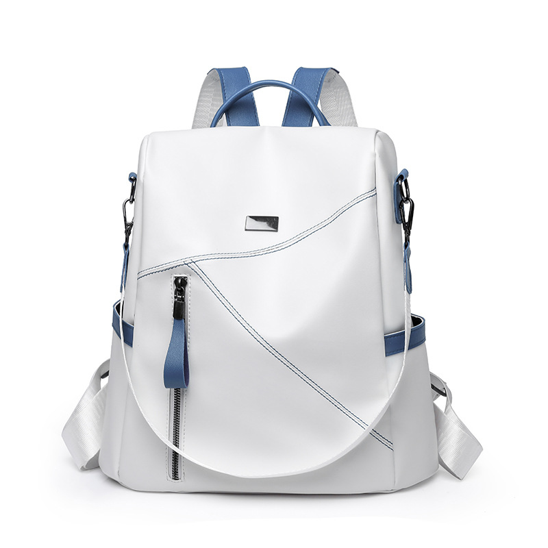 Women Soft Leather Texture Fashionable Splicing Backpack With Large Capacity Casual Shoulder For Travel