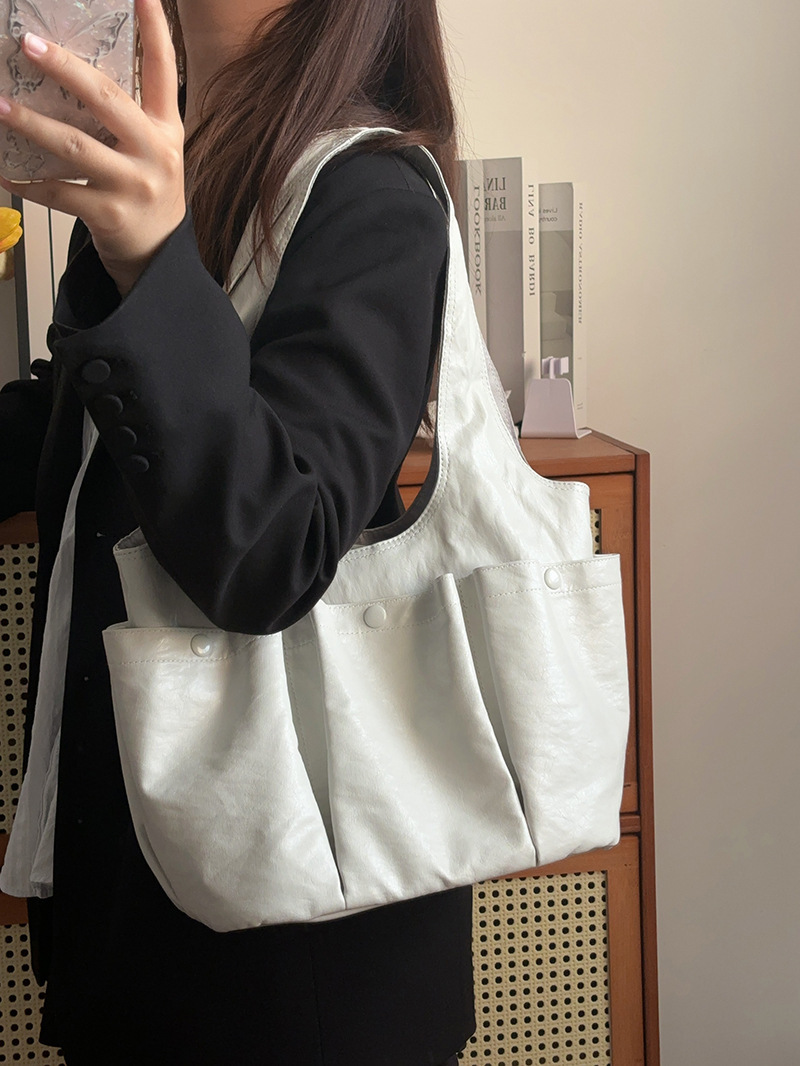 Soft Leather Women Shoulder Large Capacity Multiple Pockets Female Handbag Black Bolsa Feminina Girl Underarm Totes Bag