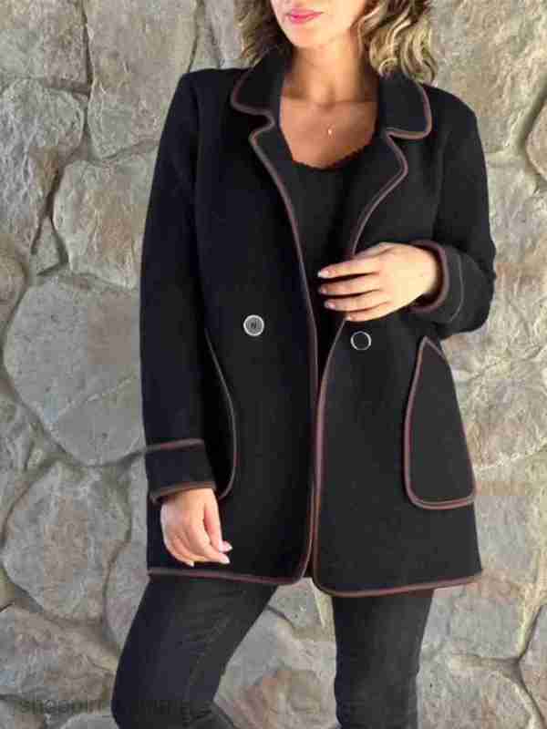 Women Jackets Coats autumn and winter new fashionable women's clothing temperament suit collar double-sided woolen coat