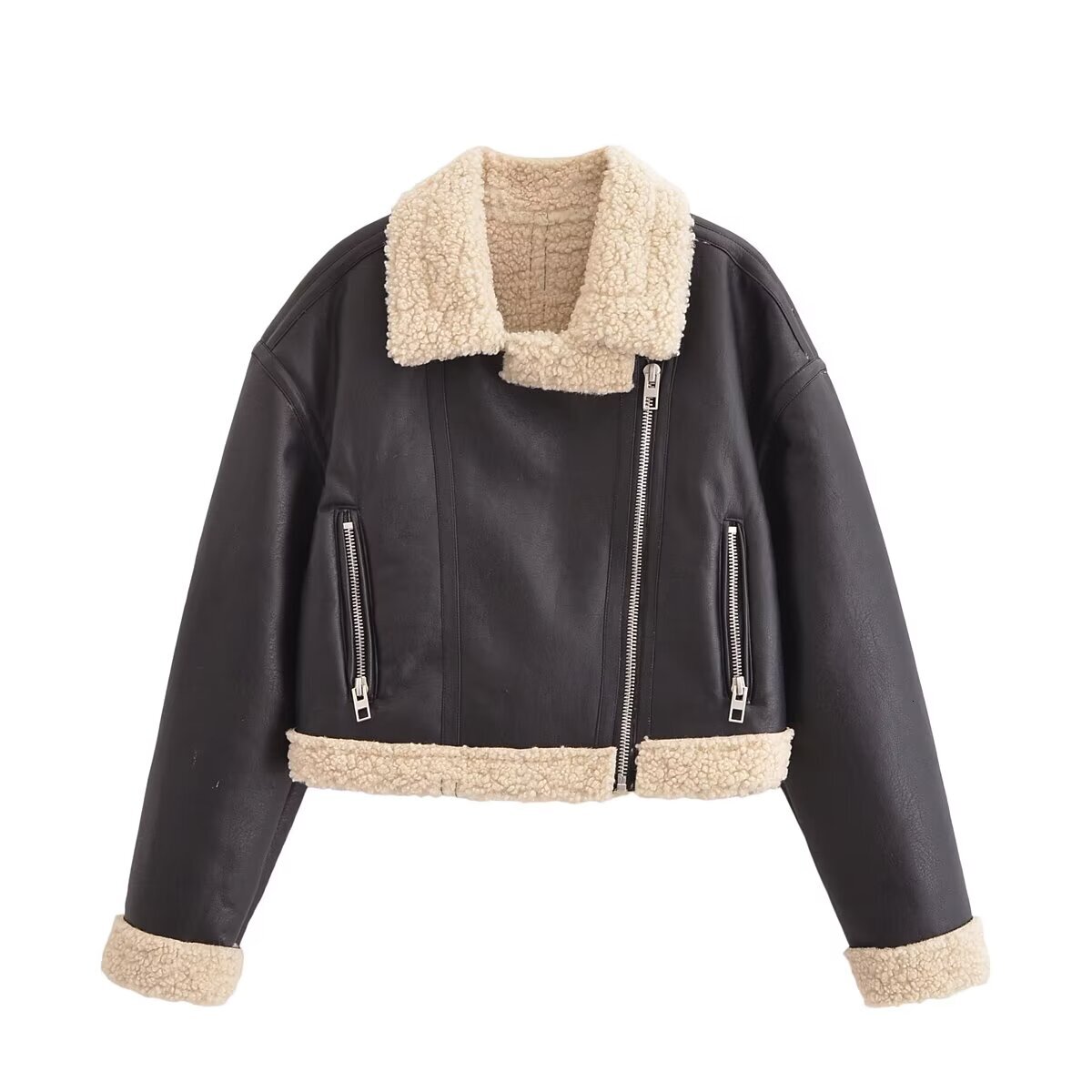 Women's Leather Jackets Coat Inszartrafaf Pu Outwear Winter Warm With Zipper Casual Streetwear Elegant Casaco De Couro Feminino