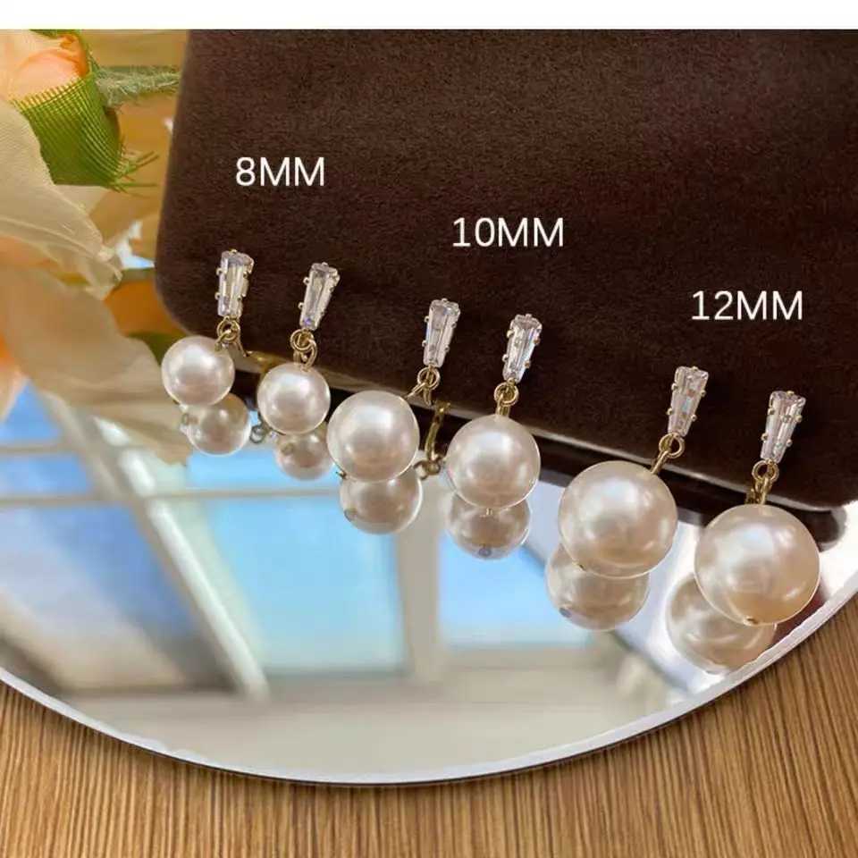 Fashion simulation pearl geometric clip earrings without perforations womens fake perforations gold ear clip W241017