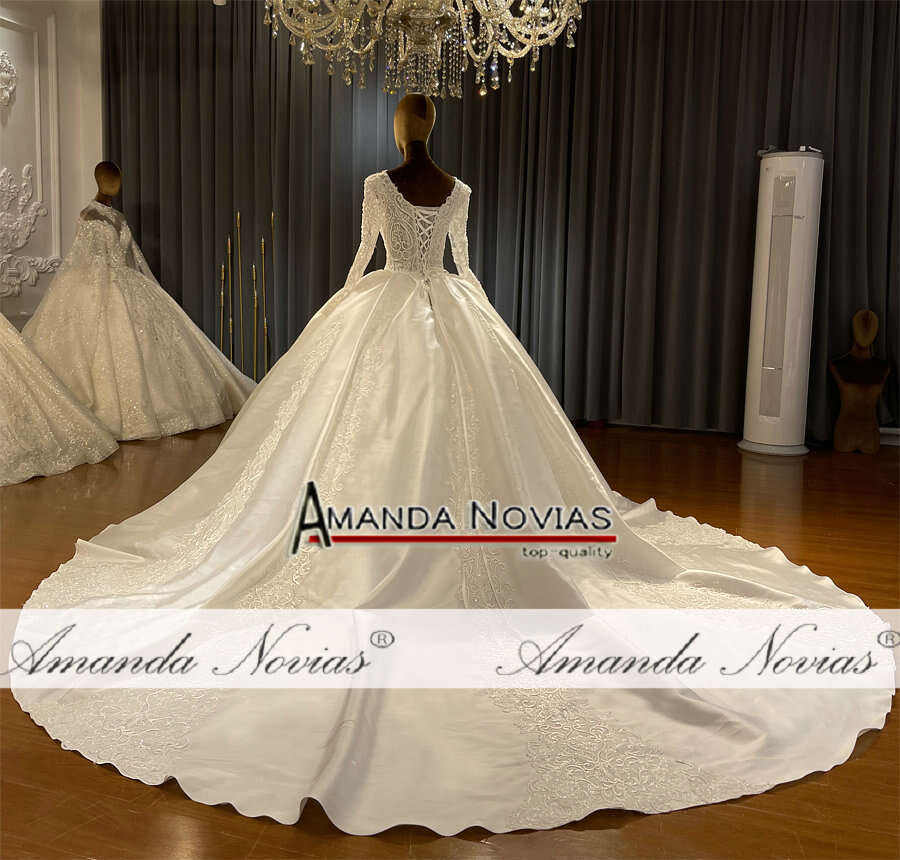 Fashion Satin Wedding Dresses Real Photos High Quality