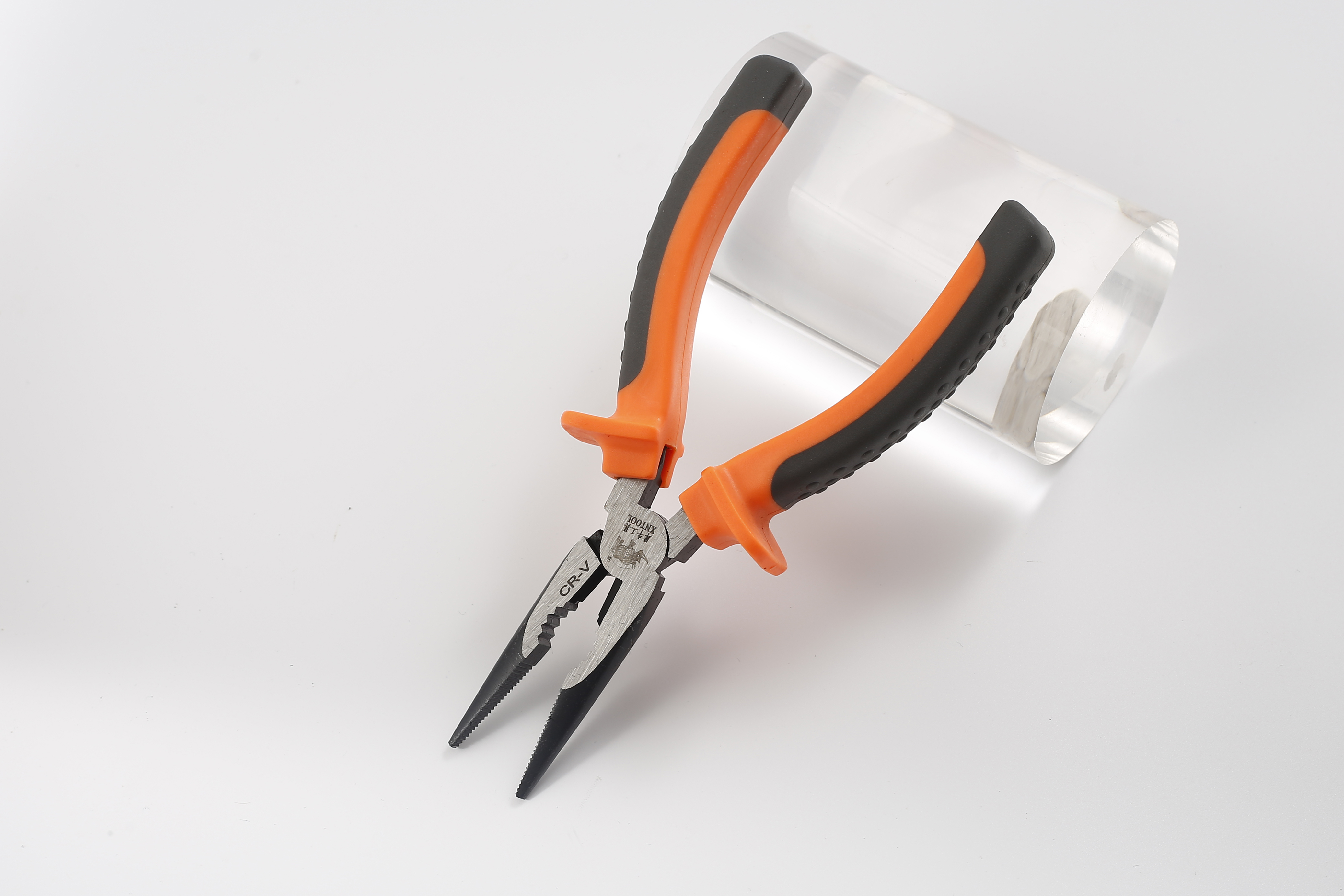 European eccentric labor-saving pliers with orange black electrical handle surface blackened and polished with precision