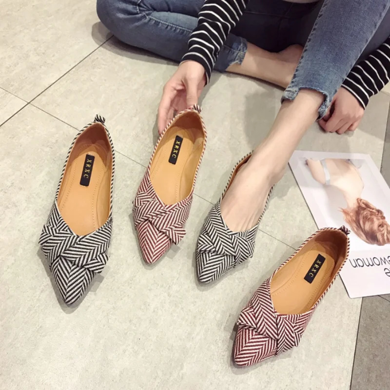 Women Flats Pointed Toe Bowknot Black Red Extra Big 43 44 45 Plus Small Size 31 32 33 Lady Flat Heel Casual Shoes 241016