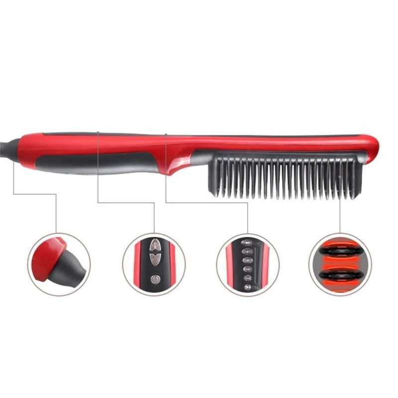 Mini beard straightening comb portable anti-hot electric comb multi-functional ion hair straightener styling toolXJ241016