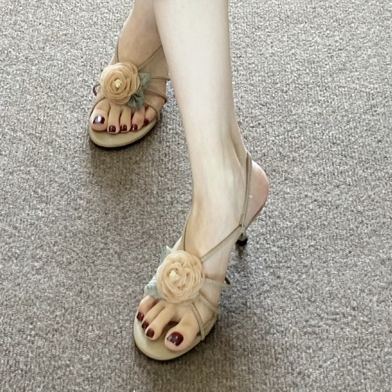 High Heel Sandals: Fairy-Inspired, ral Design, Apricot Color, Perfect for Vacations & Outdoor Wear bee1