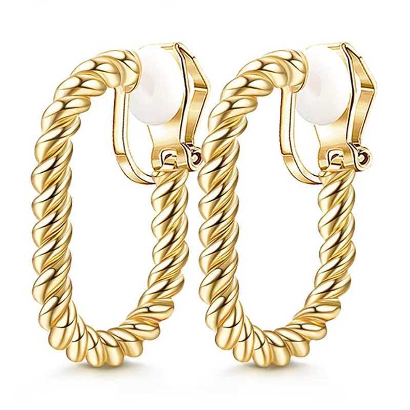 European and Geometric C-type Painless Hollow Ear Clip Metal Personality Simple Airless Earplugs W241017