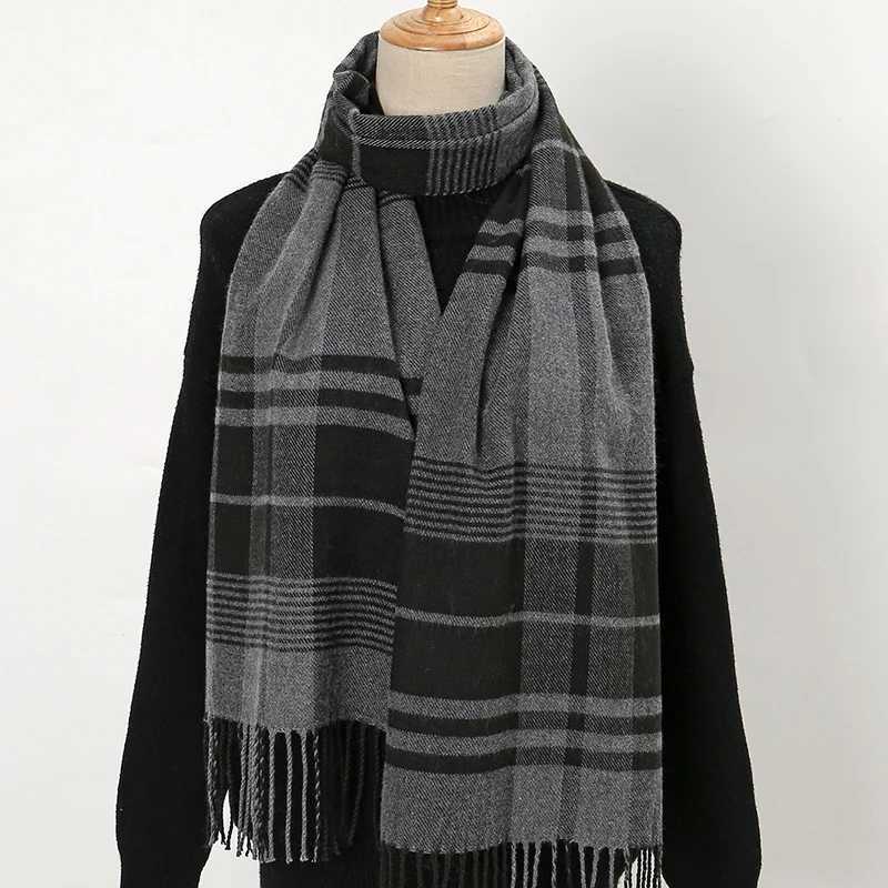 2024 New Classic Striped Plain Tassel Long Scarf suitable for unisex mature warm windproof neck scarves casual outdoor scarves with warp yarn X241017