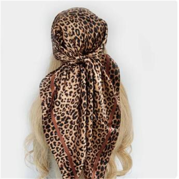 90*90cm Hair Scarf Women Fashion Leopard print Foulard Soft Satin Shawl Kerchief Square Silk Scarfs Neck Headscarf