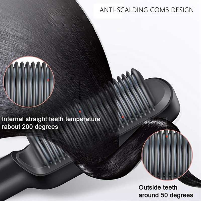 2 in 1 Portable Electric Hair Straightening Brush Hair Straightener Electric Comb Straightener Hair BrushesXJ241016