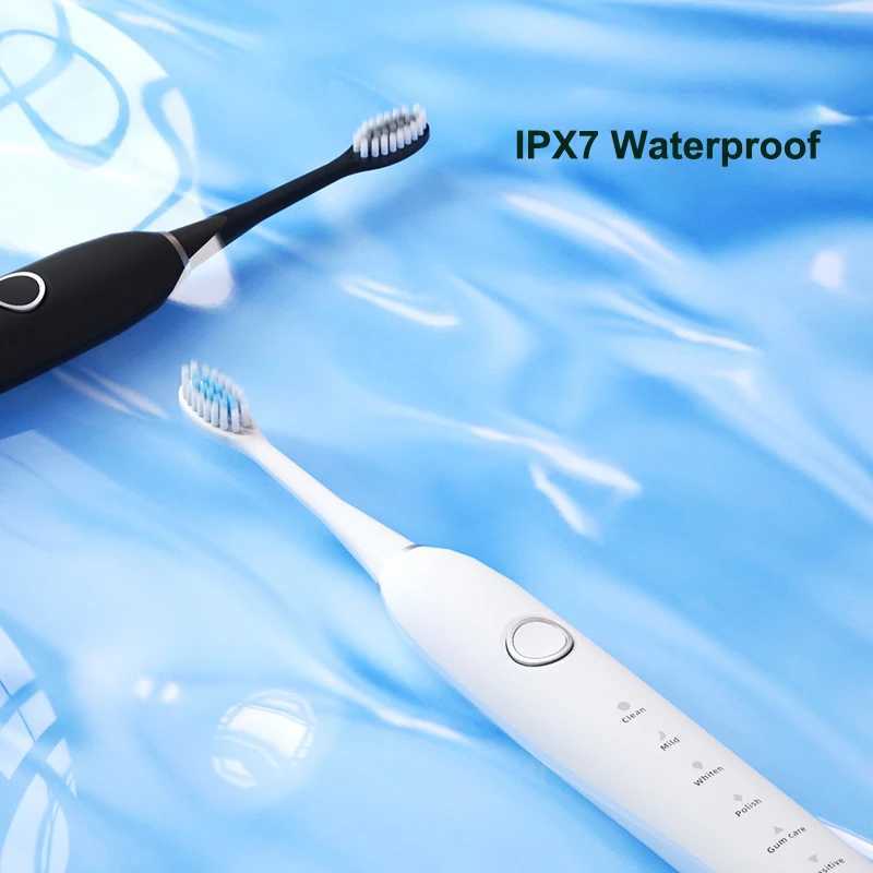 New Arrival 6-speed electric sonic toothbrush USB charging adult ultrasonic toothbrush with 4/8 replaceable head intelligent timer IPX7 G241017