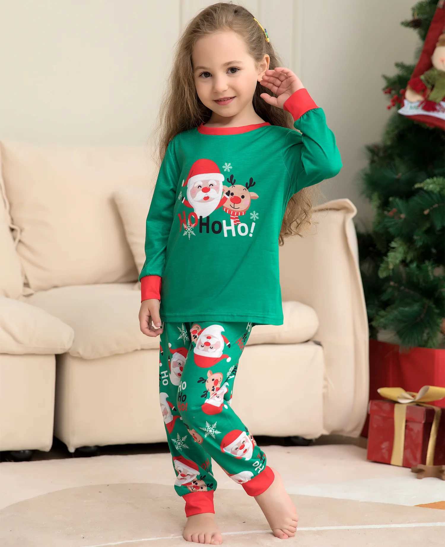 Christmas Family Matching Pajama Set Christmas Deer Letter Printing Family Matching Set 2023 Christmas Family Pj Dog Clothing W241015