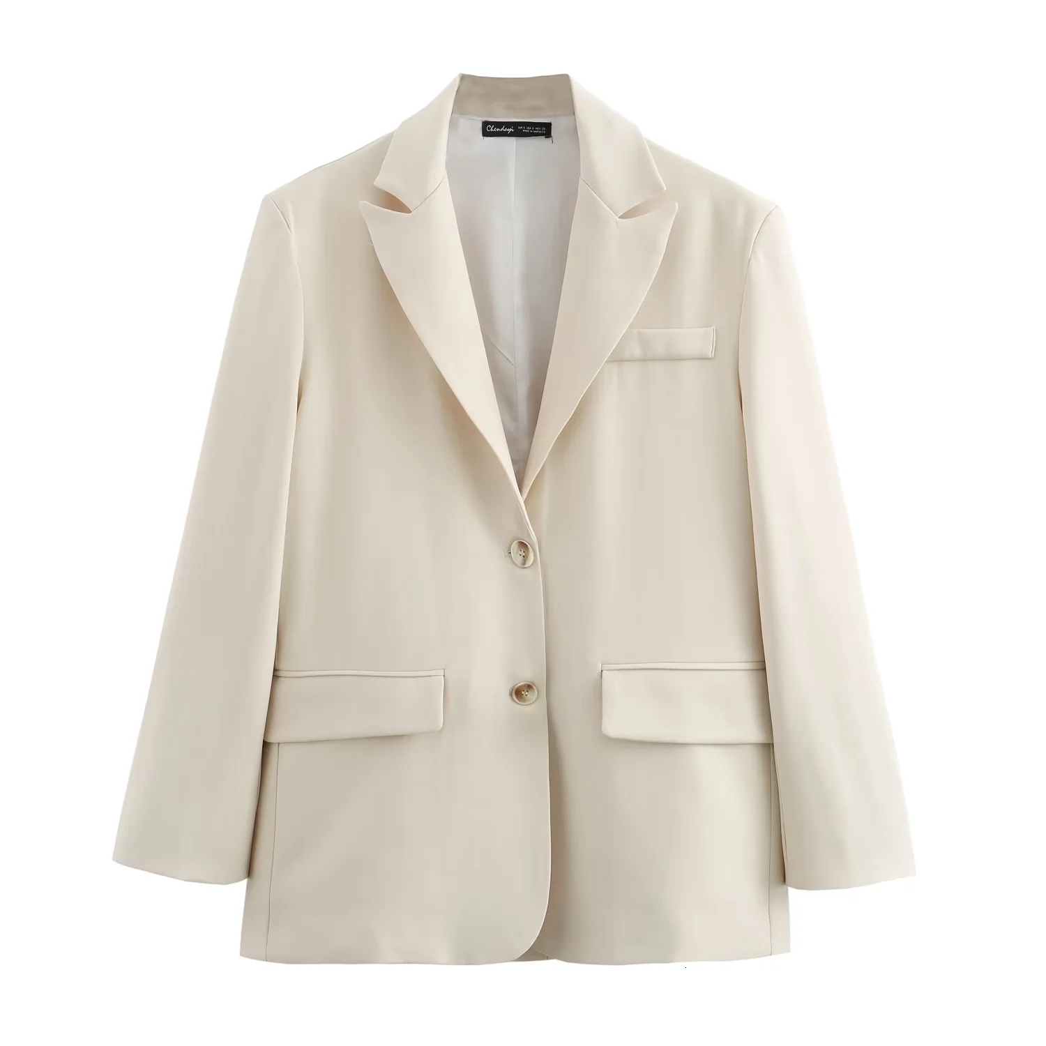 Blazers Women's Jacket Coat With Button Long Sleeve Outwear Solid Elegant Fashion 2024 Inszartrafs Casacos Femininos