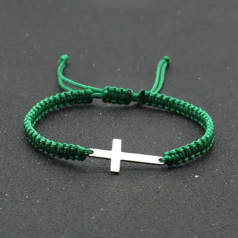 Stainless Personality Creative Cross Hand-woven Adjustable Colored String Couple Versatile Bracelet link bracelets silver jewelry