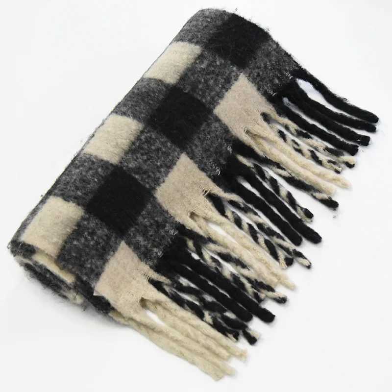 Cashmere scarf shawl plain tassel thick winter warm blanket Fem soft headscarf 2024 Pashmina scarf X241017