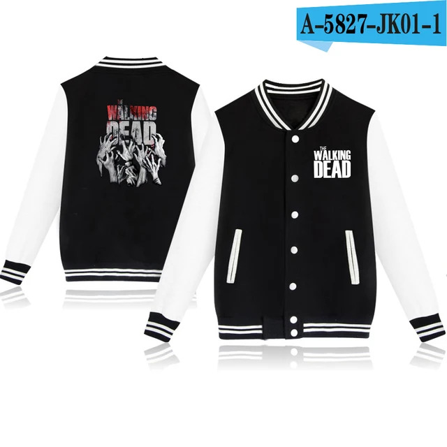 The Walking Dead Women Men Bomber Jacket Outerwear Streetwear Hip Hop College Baseball Uniform Casual Sportswear