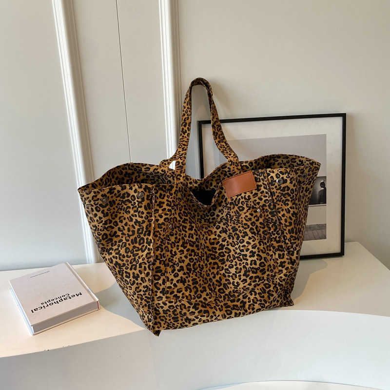 popular bag women autumn winter fashion shoulder bag, large capacity leopard print tote bag, canvas large bag 241015