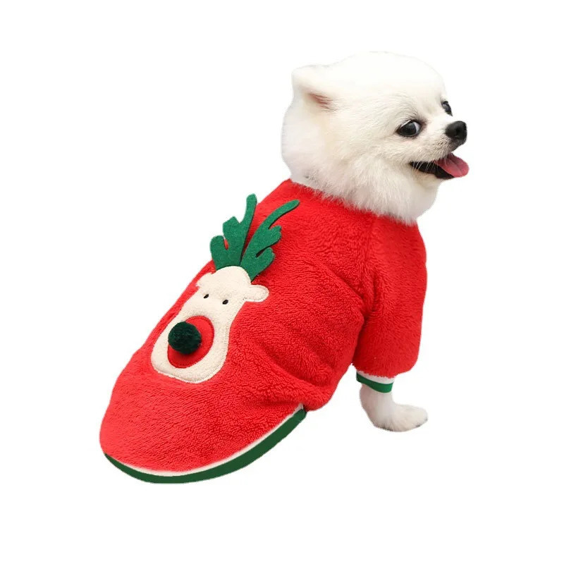 Christma Pet Clothing Elk Printed Warm Puppy Cat Beautiful Winter Clothing Comfortable Puppy Clothing 241016