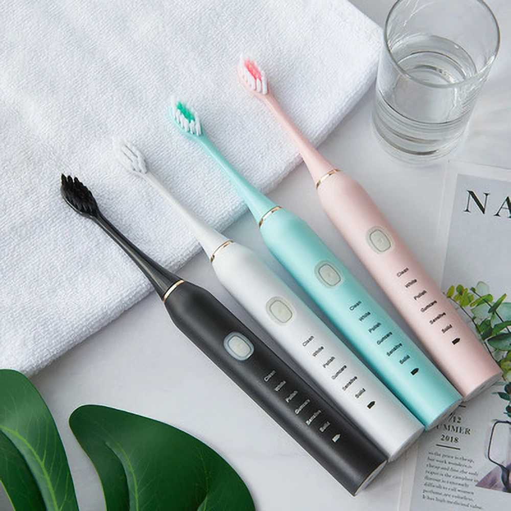 Sonic electric toothbrush adult timer brush 6-speed USB charging toothbrush replacement head set M241017