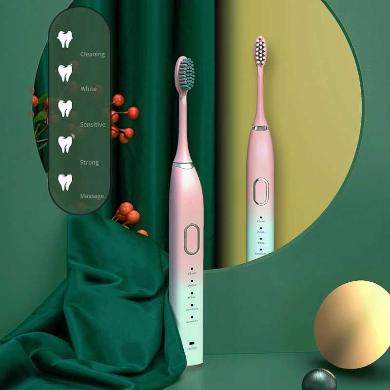 New Arrival Ultrasonic Electric Toothbrush Rechargeable USB for Adults Teeth Whitening 5Mode Sonic Tooth Brush Smart Timer with Travel Box G241017